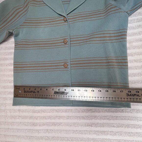 Vintage Designer Knits by Richard Steven Womens 12 Cardigan Sweater Wool Striped - Picture 5 of 9